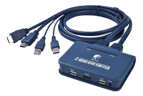 Conmutador Kvm Bowu-2 Puertos Usb Compatible Con Hdmi Con Do