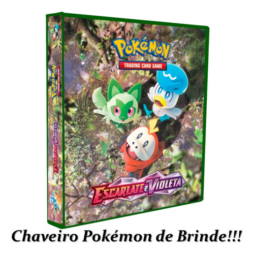 Pasta Fichário Álbum Pokemon + 30 Folhas + 59 Cards + Brinde