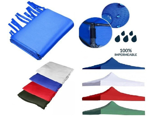 Imagen 2 de 5 de Toldo Plegable 3x3 Con Lona Impermeable + Lateral Azul /etc