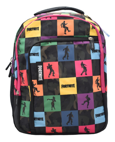 Mochila Escolar Fortnite Niño Primaria Secundaria Colores Color Naranja/negro/amarillo/azul Diseño de la tela Soldados