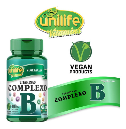 Vitaminas Complexo B 500mg Unilife B1 B2 B3 B5 B6 B7 B9 B12
