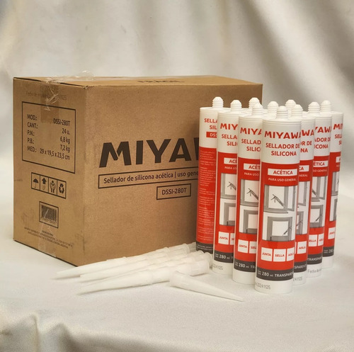 Silicona Acetica Negra Miyawa 280 Ml X 24