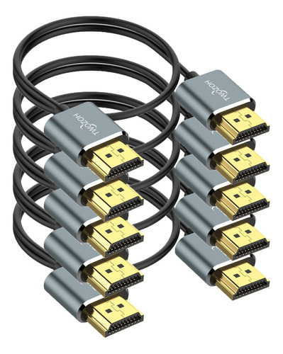 Cable Hdmi 4k Delgado De 1.6 Pies, Paquete De 5, Ultra Delga