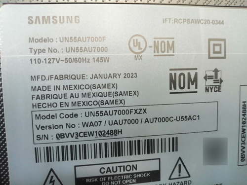 Tarjetas Samsung  Modelo Un55au7000f