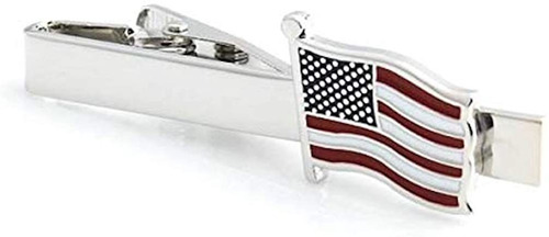 Bandera Americana Usa Patriotic Tie Clip Plata Blk Boda Bar 