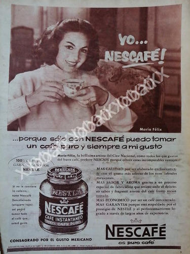 Cartel Retro Maria Felix Y Cafe Nescafe 1957 /52 /