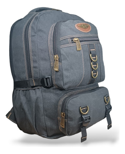 Mochila Para Viagem Wlxy7001 - Expansiva Até 50 Litros, Lona Cor Preto Desenho Do Tecido Lisa