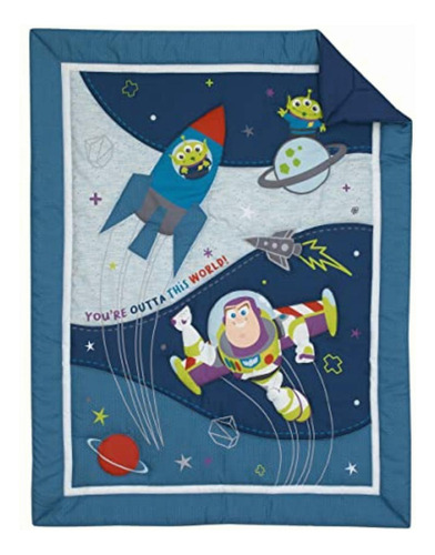 Conjunto de roupa de cama Toy Story Outta This World de 3 cores Toy Story Outta This World azul e cinza