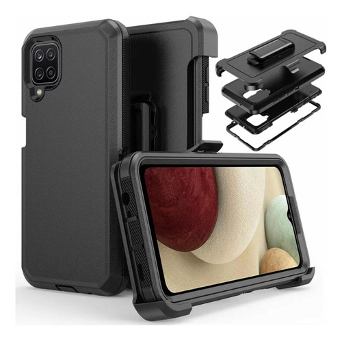 Forro Para Samsung A12 Tipo Otterbox Con Clip De Guinda