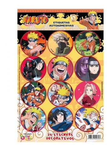 Stickers Decorativos - Naruto - Pack X 48 U