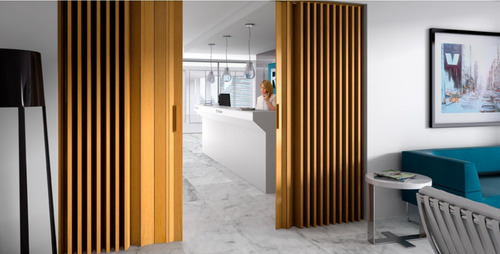 Imagen 6 de 8 de Puerta Plegable Pvc Color Madera Fresno 80 Cm Ancho X 2.10