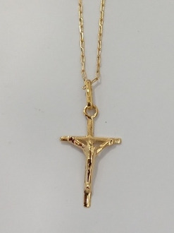 Imagen 2 de 2 de Crucifico Y Cadena Oro 18 Ktes Completa Psp Gps