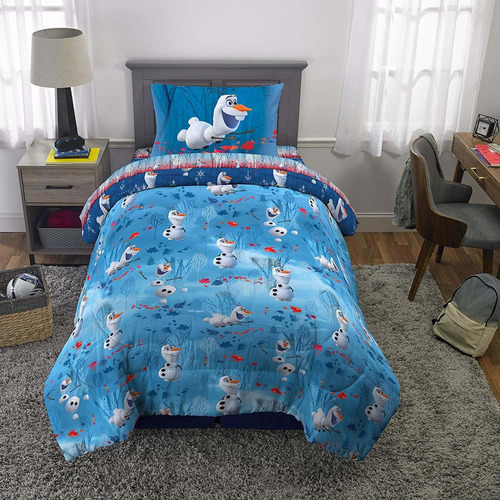 Juego De Cama Frozen  Olaf Twin Reversible De  Piezas C...