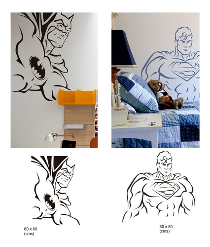 Imagen 1 de 2 de Vinilos Decorativos De Pared -batman Superman Spiderman
