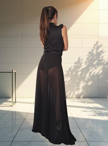 Vestido De Fiesta Gasa Larga Bordado Del Viento Mujer