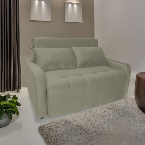 Sofá Cama Para Sala De Estar Amora New Veludo Matrix Cor Cappuccino