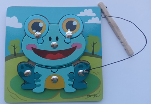 Juego Pesca Y Puzzle 2en1 Vaquita Madera Didactico Magnetico