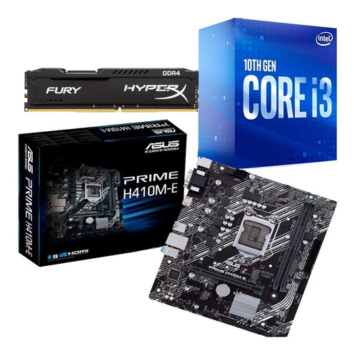 Kit Processador Intel 10100f Asus H410m-e 8gb Hx Fury