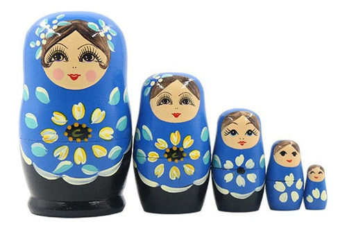 Muñecas rusas que anidan, 5 capas, azules, 5 capas, azul