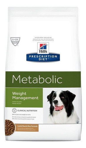 Alimento Hill's Prescription Diet Metabolic para perro adulto todos los tamaños sabor cordero y arroz en bolsa de 2.72kg