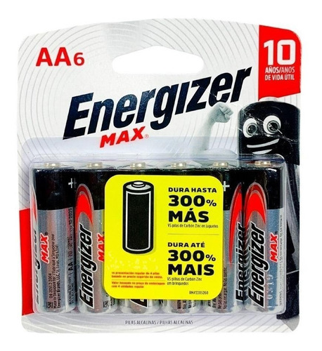 Pilha AA Energizer MAX E91 Cilíndrica - kit de 6 unidades