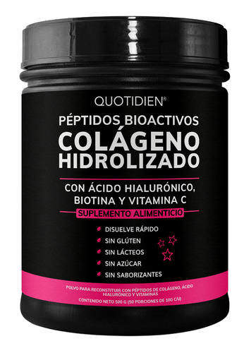 Peptidos Bioactivos De Colageno Hidrolizado Quotidien Essential Moments Con Ácido Hialurónico, Biotina Y Vitamina C - Colageno para Piel - 500g