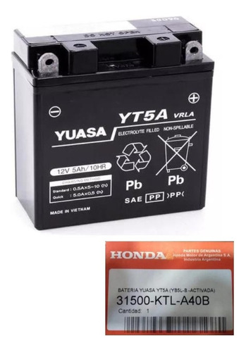 Bateria Yuasa Yt5a Wave 110 Y Nf100 Wave Orig Honda Paperino