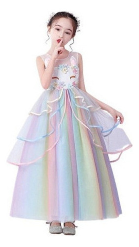 Vestido De Niña De Tul De Princesa Unicornio Cumpleaños