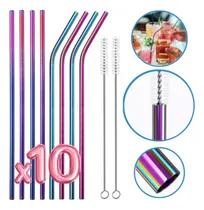 Comprar Set Popotes Tornasol Acero Ecológicos  8pz + 2 Cepillos