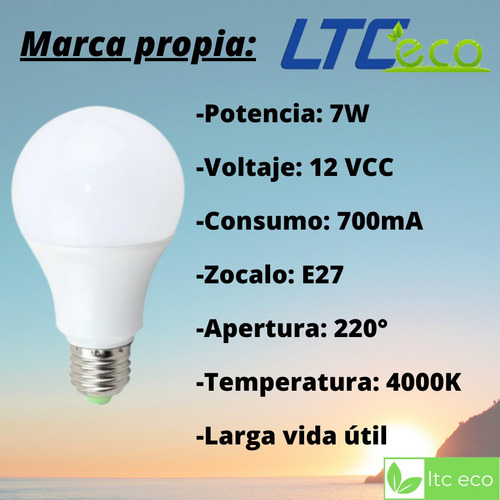 Imagen 2 de 9 de Lampara Foco Led 7w 12v Luz Neutra Motorhome Velero Camping