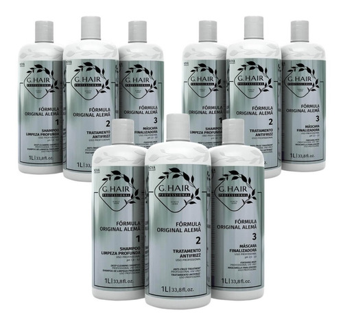 Ghair Escova Progressiva G-hair 3 Kits (3 X 1 Litro)