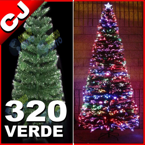 Arbol Verde 3.20mt Fibra Optica Integrada Navidad Artificial