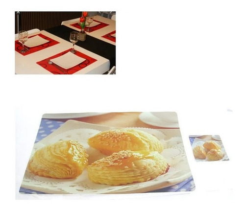 Juego De 6 Manteles Individuales+6 Posavasos Pastel Hojaldre