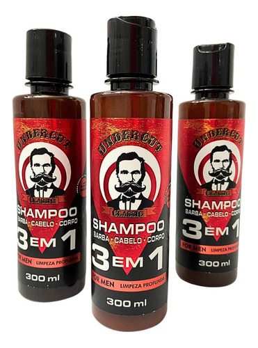 Shampoo 3 Em 1 Barba Cabelo E Corpo Undercut 300g For Men