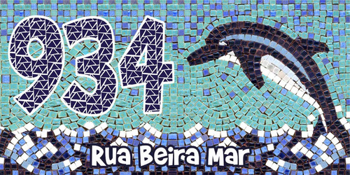 Azulejo Numero Casa 20x40 Cm Golfinho - Praia - Mosaico