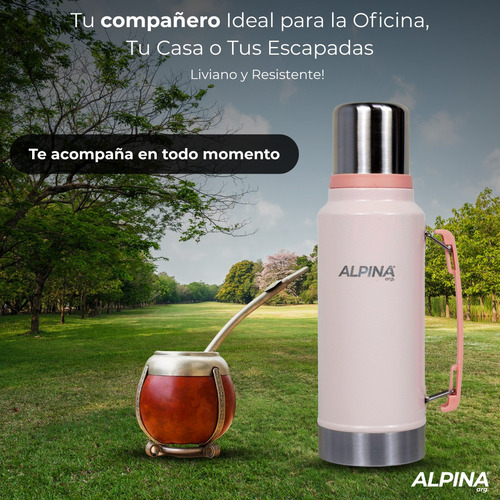 Termo Acero Inoxidable Alpina Classic con Pico Cebador 1 Litro Rosa