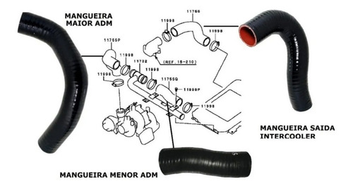 Jogo 3 Mangueiras Intercooler L200 Outdoor 2003 A 2012