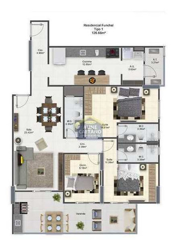 Ap 3 Dorm 2 Vagas Guilhermina, Sinal R$ 56mil - Vesa1098