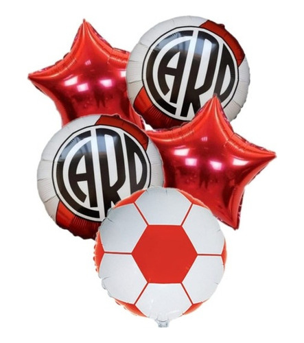 Set De Globos River Metalizados, Escudo, Estrellas Y Pelota