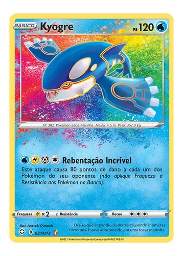 Carta Pokémon Lendário Kyogre Incrível Destinos Brilhantes