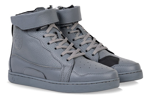 Tenis Bota Biker Motociclista Piel Unisex Gris Moto Accesori