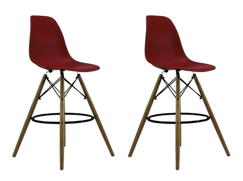 2 Banquetas Charles Eames Eiffel Wood Bcew -base De Madeira