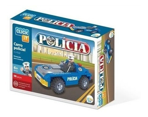 Imagem 2 de 2 de Blocos De Montar Carro Policial 98 Peças Click It