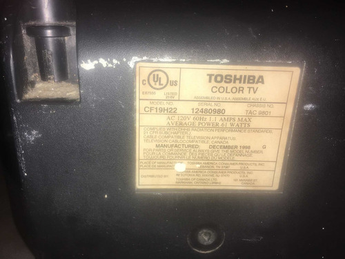 Imagen 6 de 7 de Tv 21 A Color. Marca Toshiba. Sin Control.