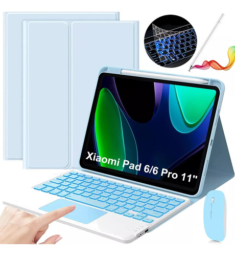 Funda Teclado+mouse+lápiz For Xiaomi Pad 6/6 Pro 11 In Azul