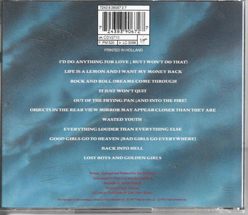 Cd Bat Out Of Hell Ii: Back Into Hell (meat Loaf) Estándar