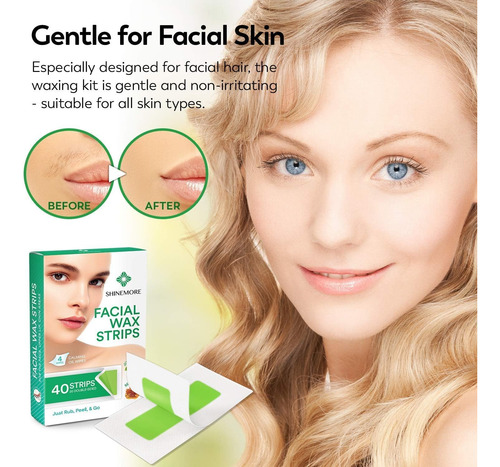 Tiras De Cera Facial Hipoalergénicas 40 Tiras Y 4 Toallitas