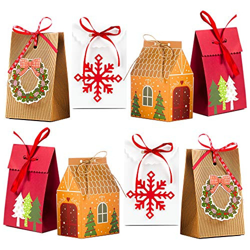 Paquete De 12 Bolsas De Regalo De Navidad 4 Diseños Pr...