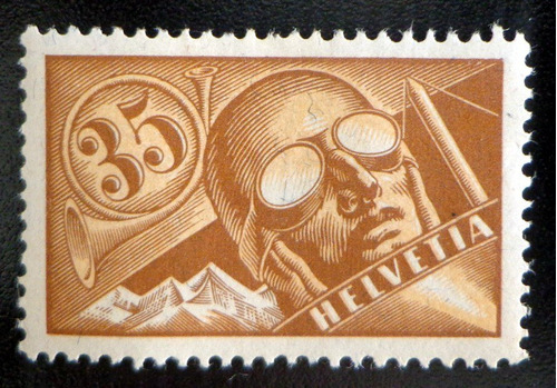 Suiza, Sello Aéreo Yv. 6 Piloto 35c. 1923 Nuevo L8990