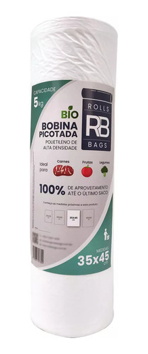 Kit 4 Bobina Plástico Picotado 35x45 Para 5kg Fundo Reto
